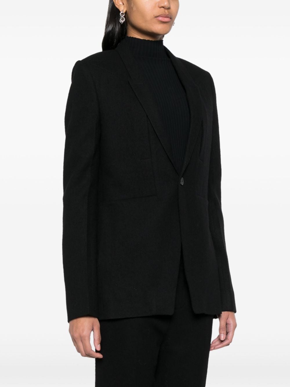 RICK OWENS NARROW-LAPELS SINGLE-BREASTED BLAZER 