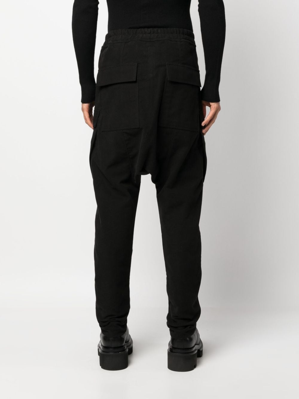 Shop Rick Owens Drawstring Drop-crotch Cargo Trousers In Black