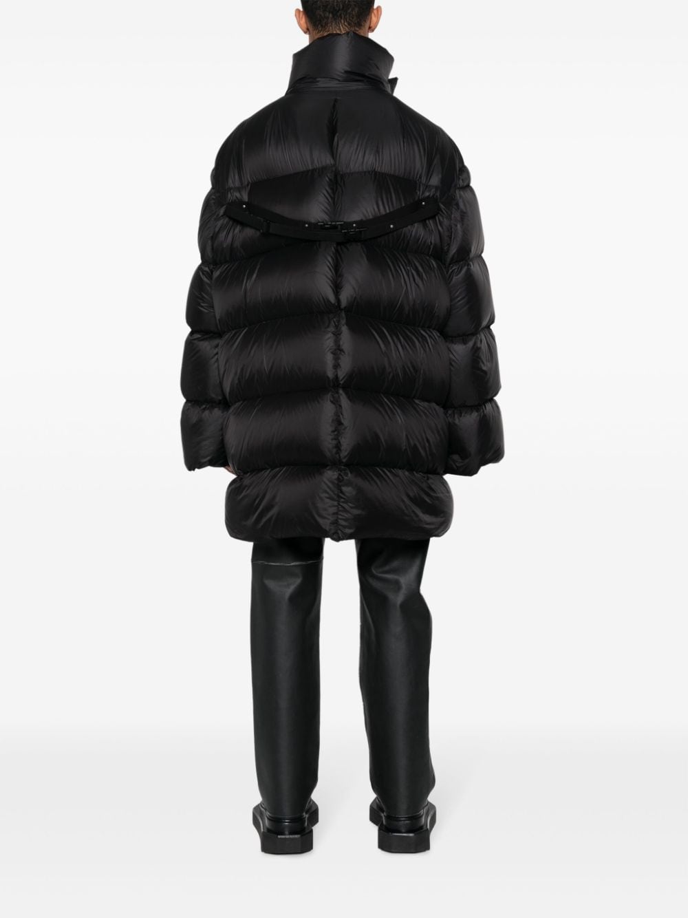Shop Rick Owens Funnel-neck Quilted Down Coat In Black