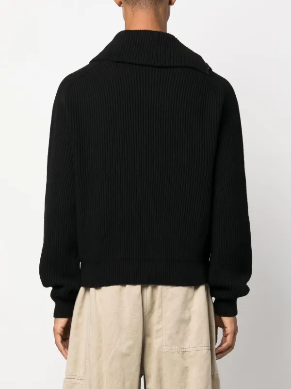 Jacquemus Asymmetric ribbed-knit Jumper | Black | FARFETCH