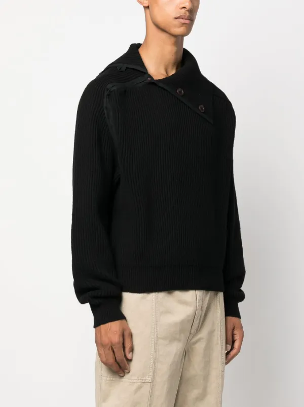 Jacquemus Asymmetric ribbed-knit Jumper | Black | FARFETCH