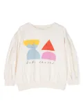 Bobo Choses Funny Friends-print crew-neck sweatshirt - Neutrals