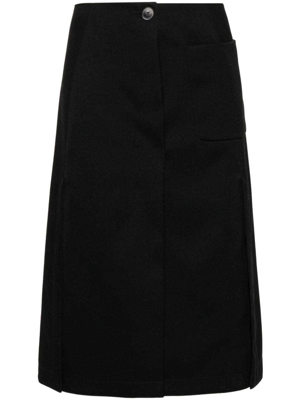 Lanvin Pleated Tailored Midi Skirt In Schwarz