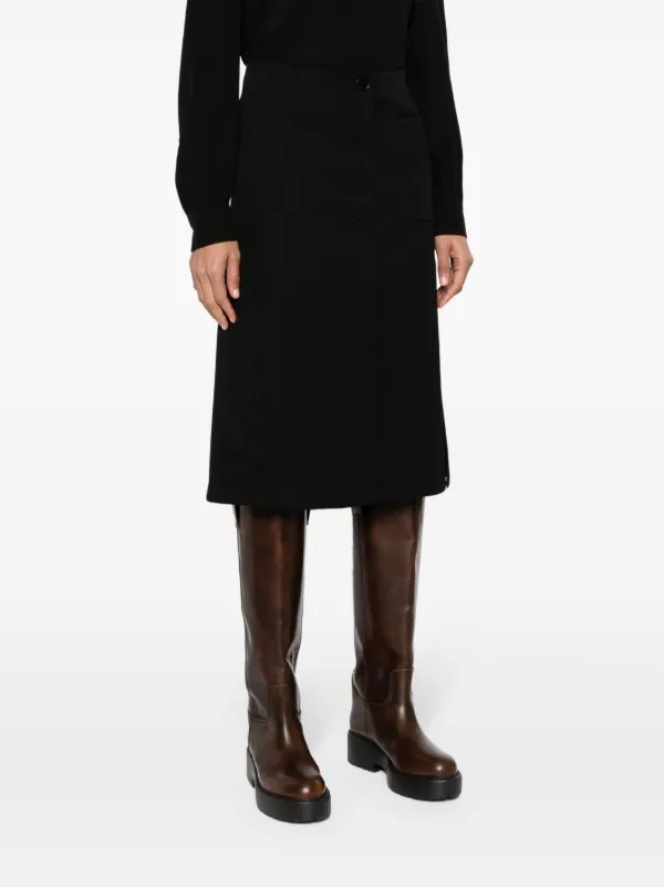 スカート LANVIN SS23 TAILORED SKIRT (RW-ST0001_4496-E2307) Lanvin Pleated Tailored Midi Skirt | Black | FARFETCH JO