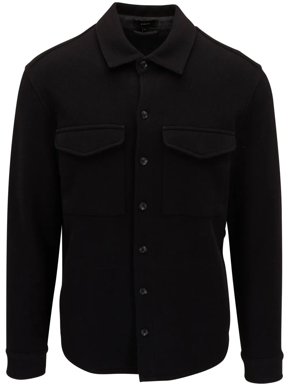 Vince Button-up Cotton-blend Shirt In Black