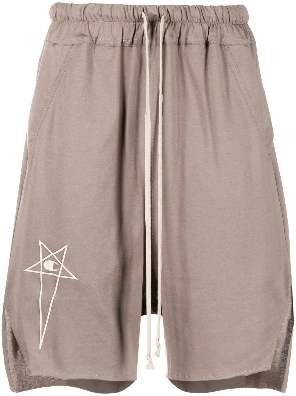 Rick Owens X Champion Beveled Pods logo-embroidered Cotton Shorts