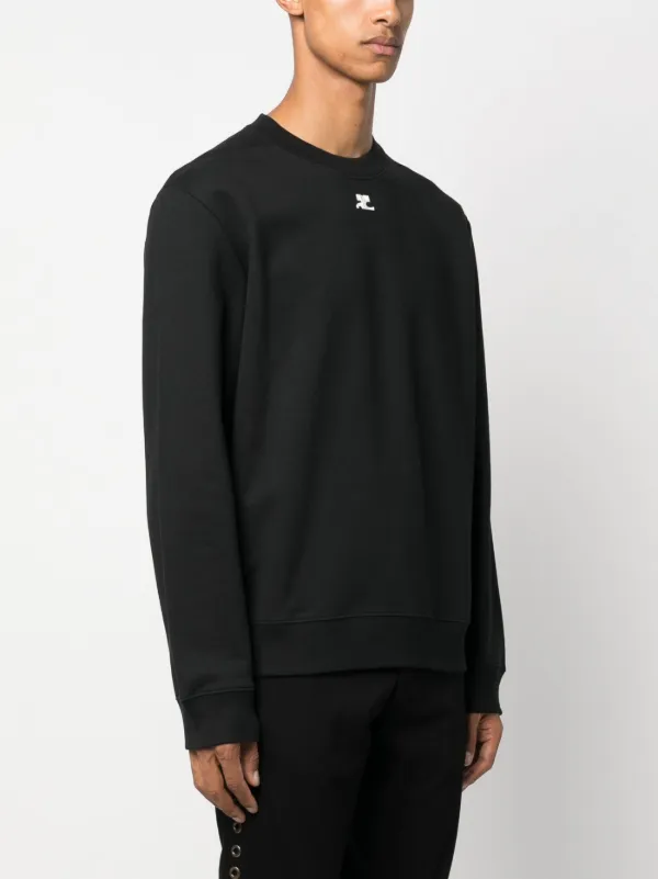 Courrèges logo-patch Cotton Sweatshirt | Black | FARFETCH