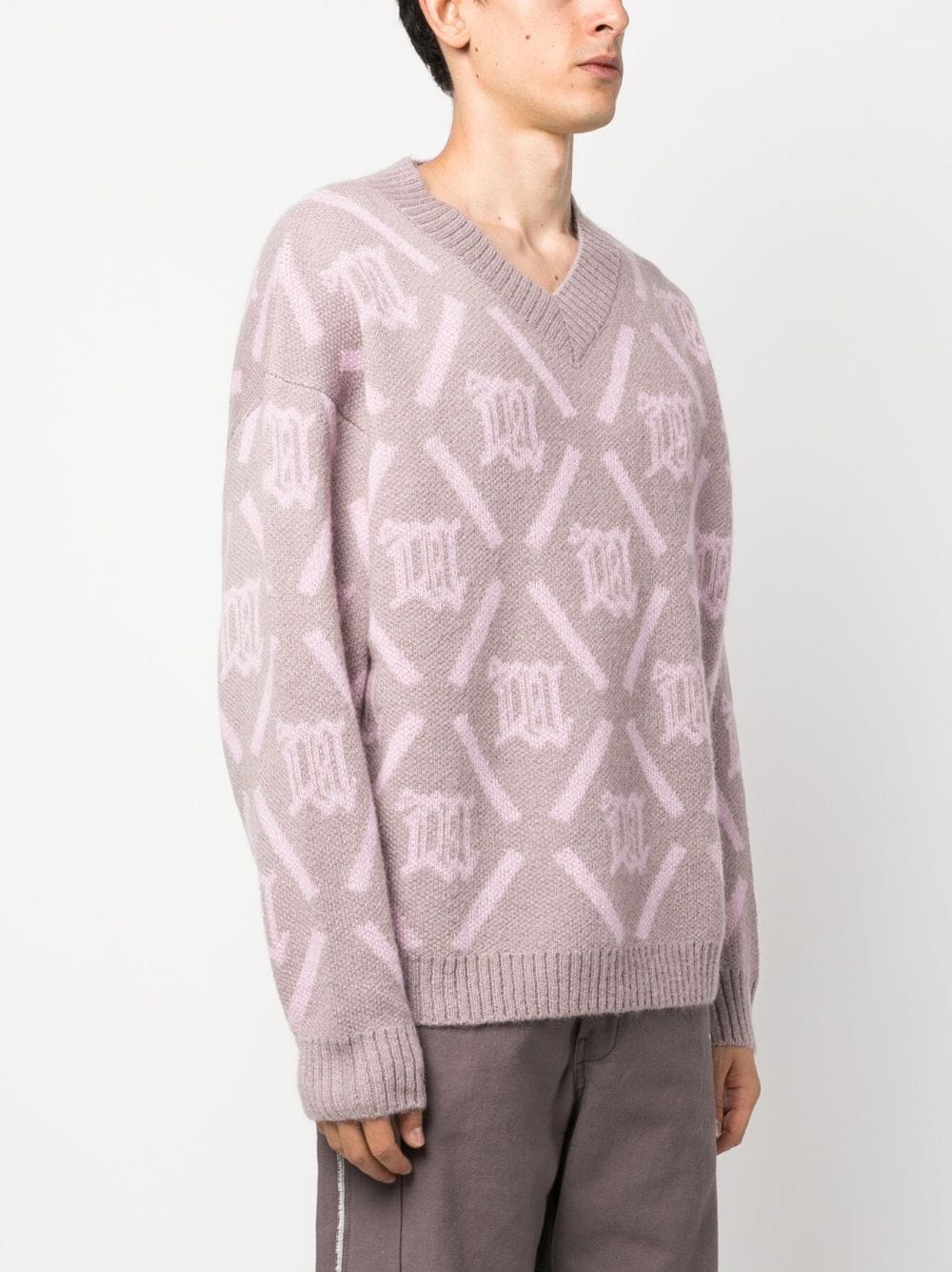 Shop Misbhv Intarsia-knit Logo Jumper In Rosa