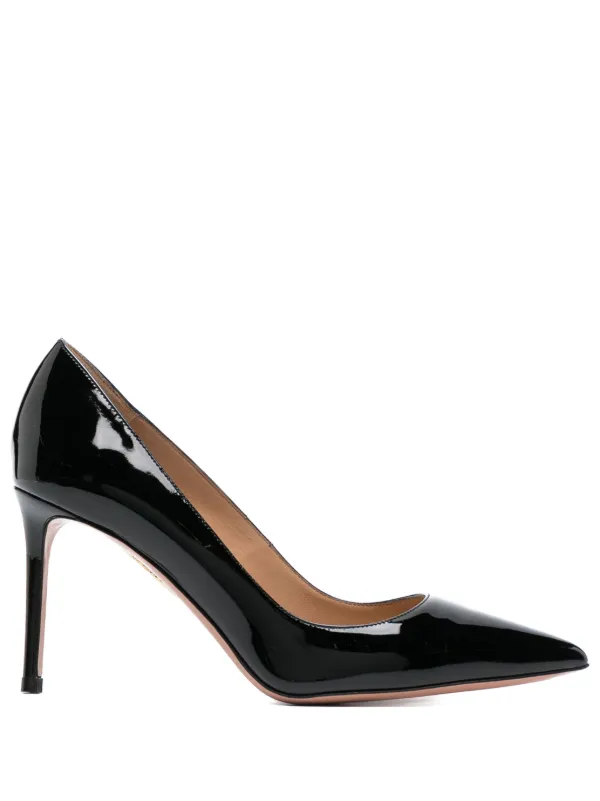 Aquazzura Purist 85mm Patent-leather Pumps in Black
