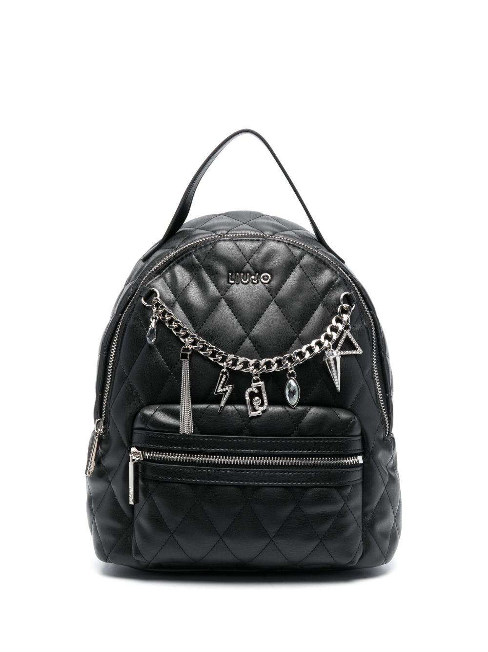Liu •jo Charm-embellished Quilted Backpack In Black