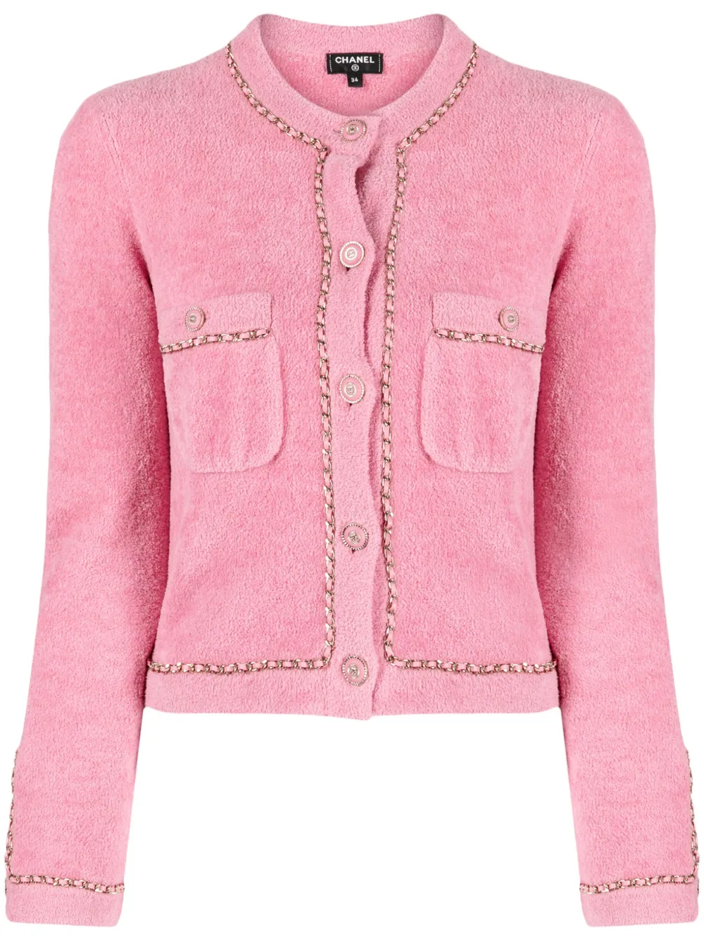 Chanel Pre-owned 2000s CC-buttons Collarless Jacket - Pink