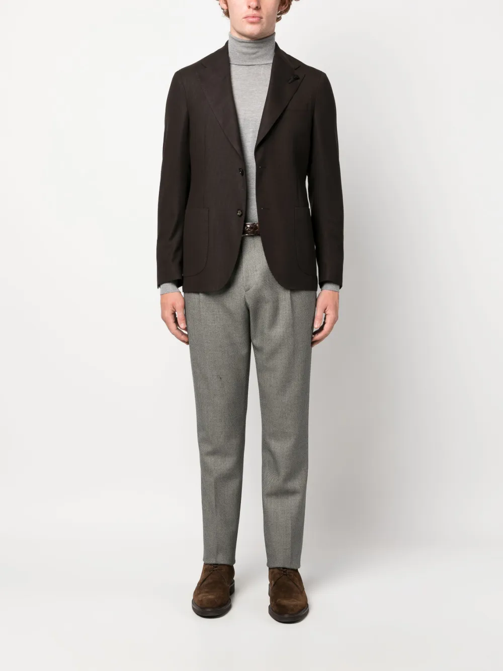 Lardini gabardine single-breasted wool blazer - Bruin
