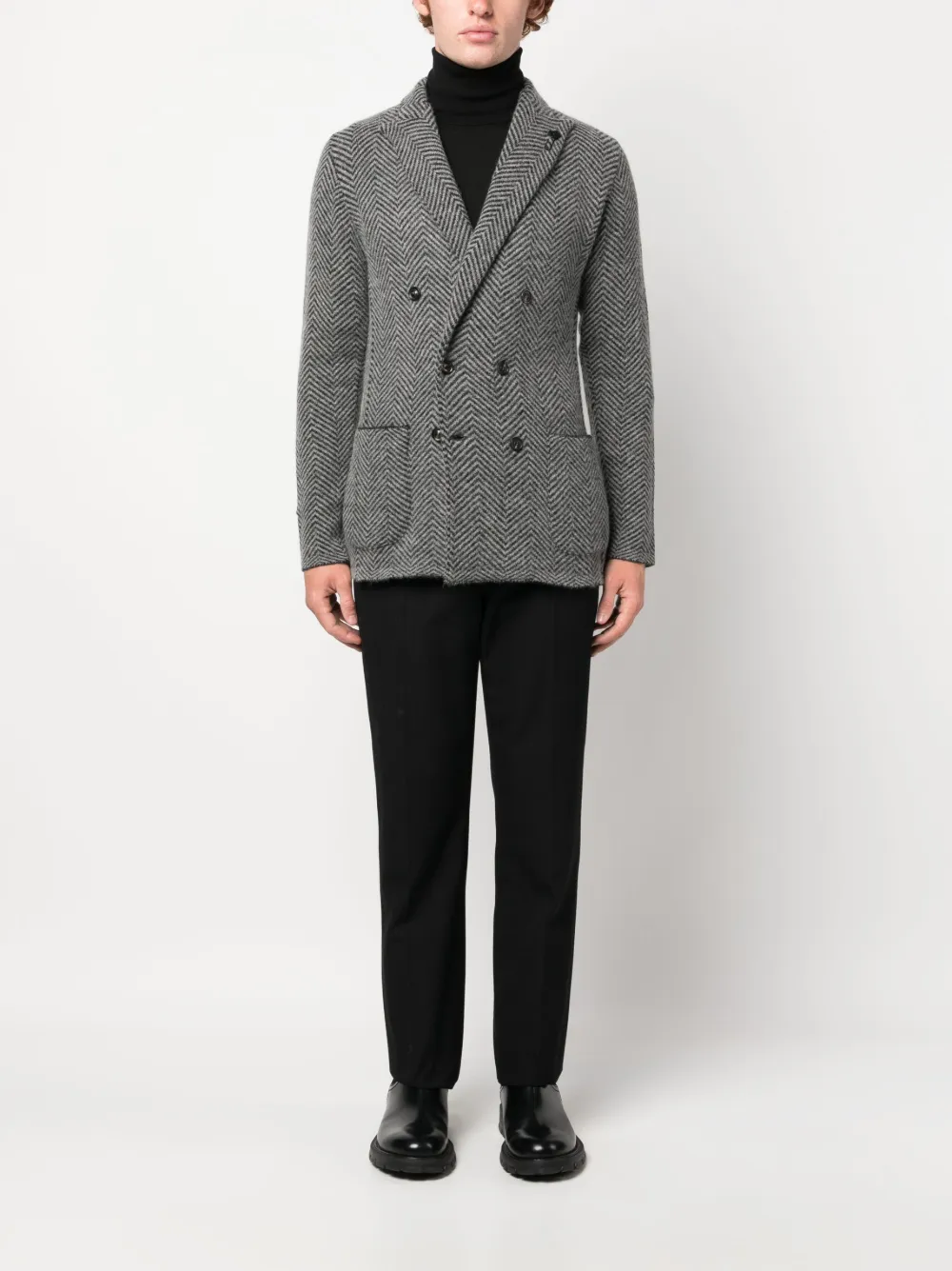 Lardini herringbone-pattern double-breasted blazer - Grijs