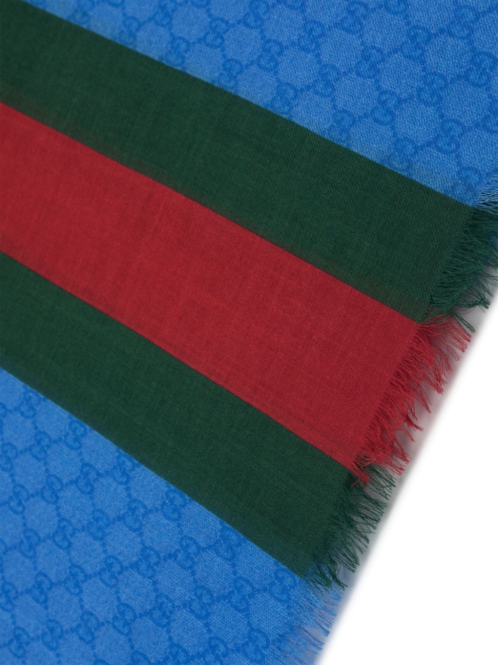 Gucci Web-stripe wool scarf - Blauw