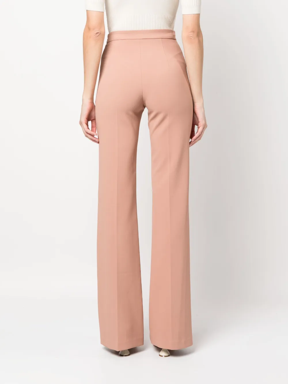 Shop Elisabetta Franchi Logo-plaque Flared Trousers In Pink