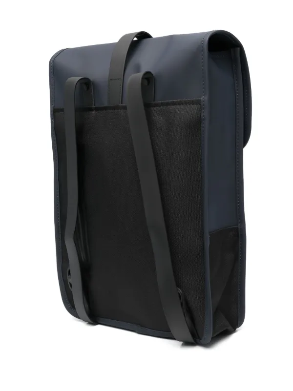RAINS NWT Mini Backpack Blue #13020 Adjustable Black Straps Magnetic & Hook Flap Practical Backpack Mini Navy | Rains | Watch Wear main image 2