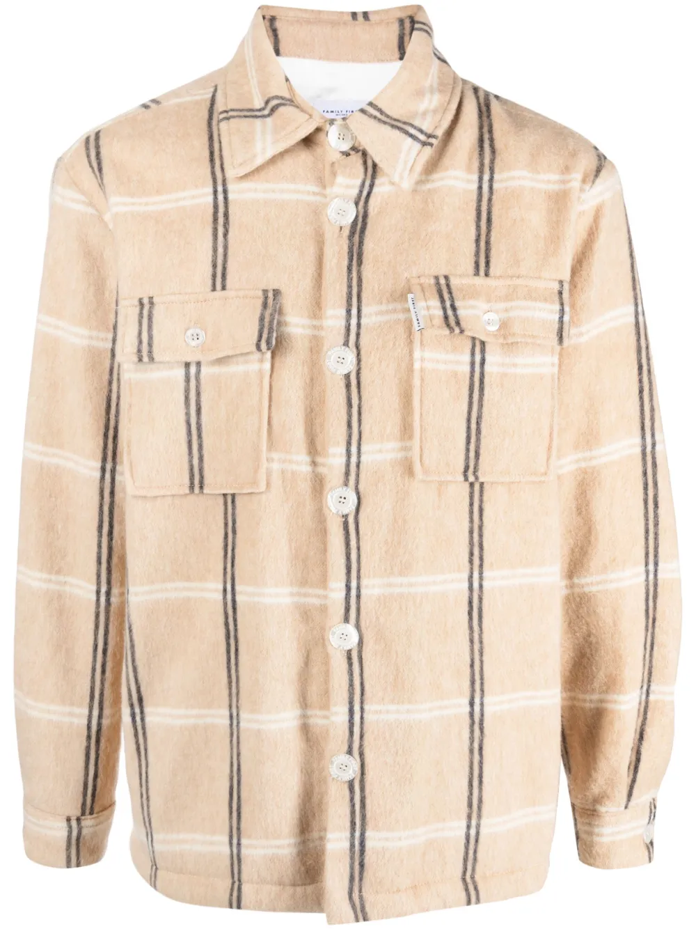 Family First Check-pattern Wool-blend Jacket In 中性色