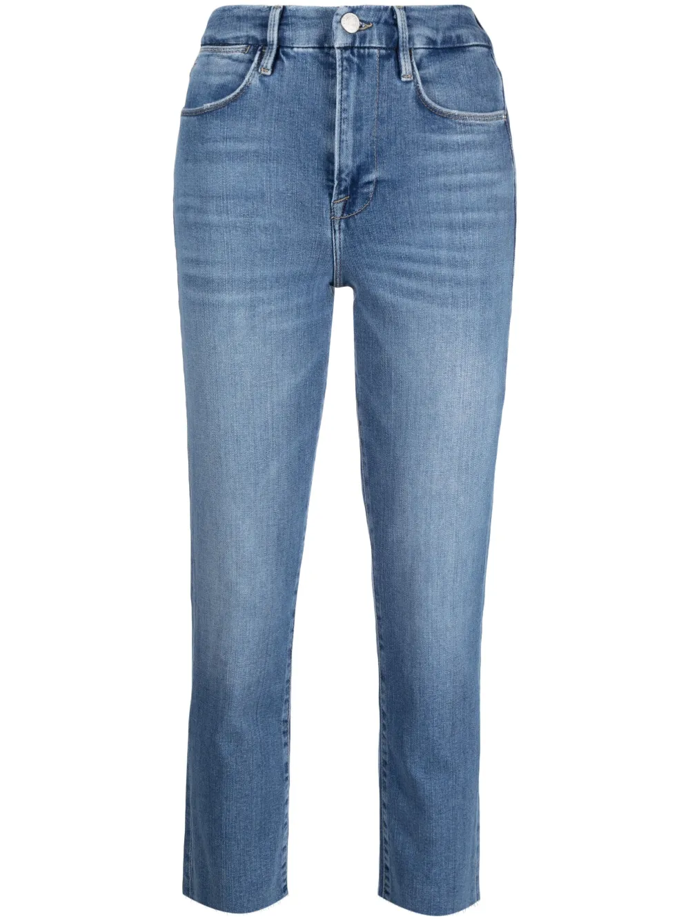 Frame Le Super High Straight Jeans In Blue