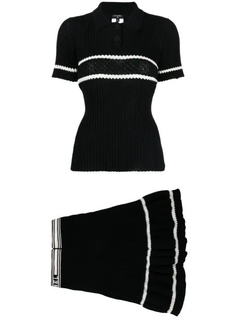 CHANEL Pre-Owned 2000s ribbed-knit top and skirt set