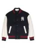 Tommy Hilfiger Junior logo-appliqué stripe-detail bomber jacket - Blue