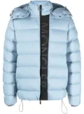Moncler logo-patch quilted hooded jacket - Blue