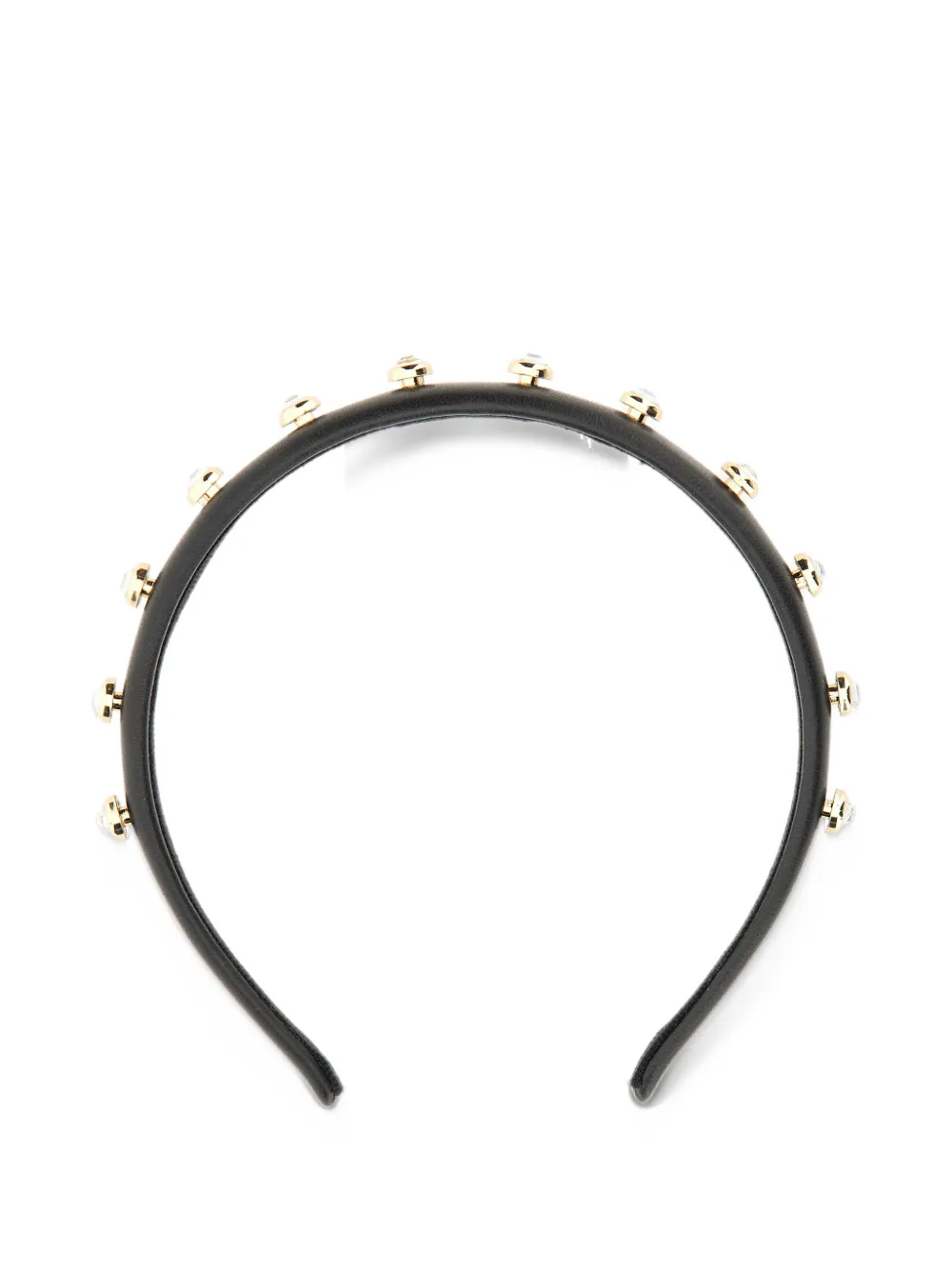 RED(V) crystal-embellished leather headband Zwart