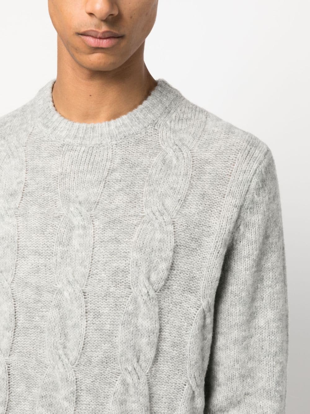 Shop Ballantyne Wool-blend Cable-knit Jumper In Grey