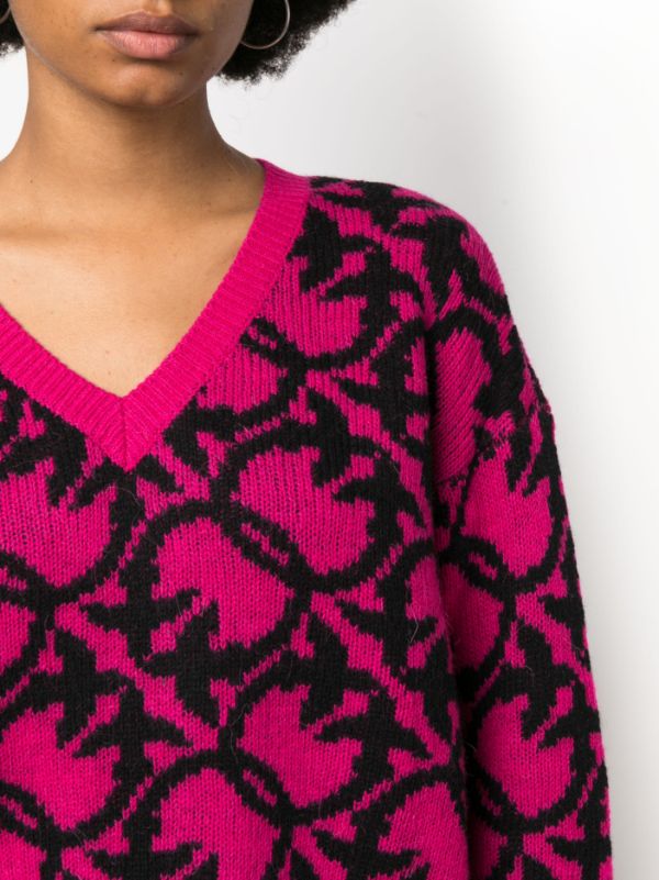 PINKO intarsia knit Logo Jumper Farfetch