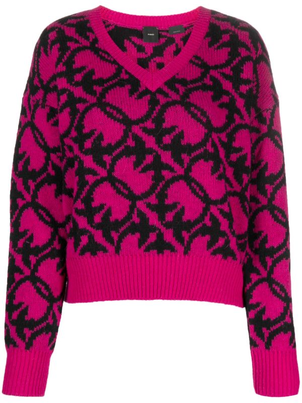 PINKO intarsia knit Logo Jumper Farfetch