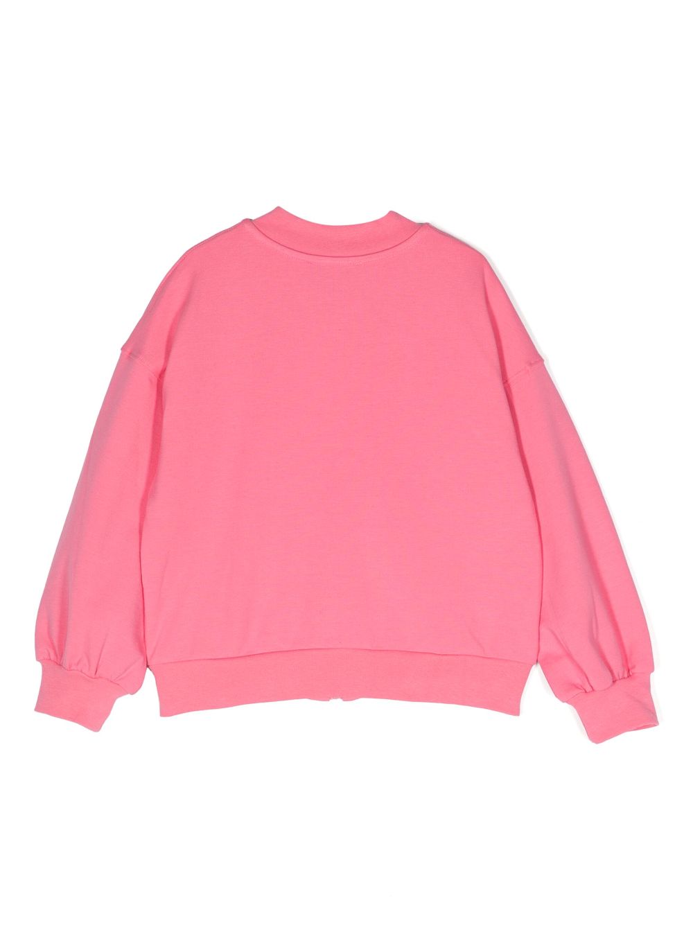 Monnalisa floral-appliqué zip-up sweatshirt - Roze