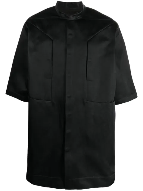 Rick Owens band-collar satin shirt