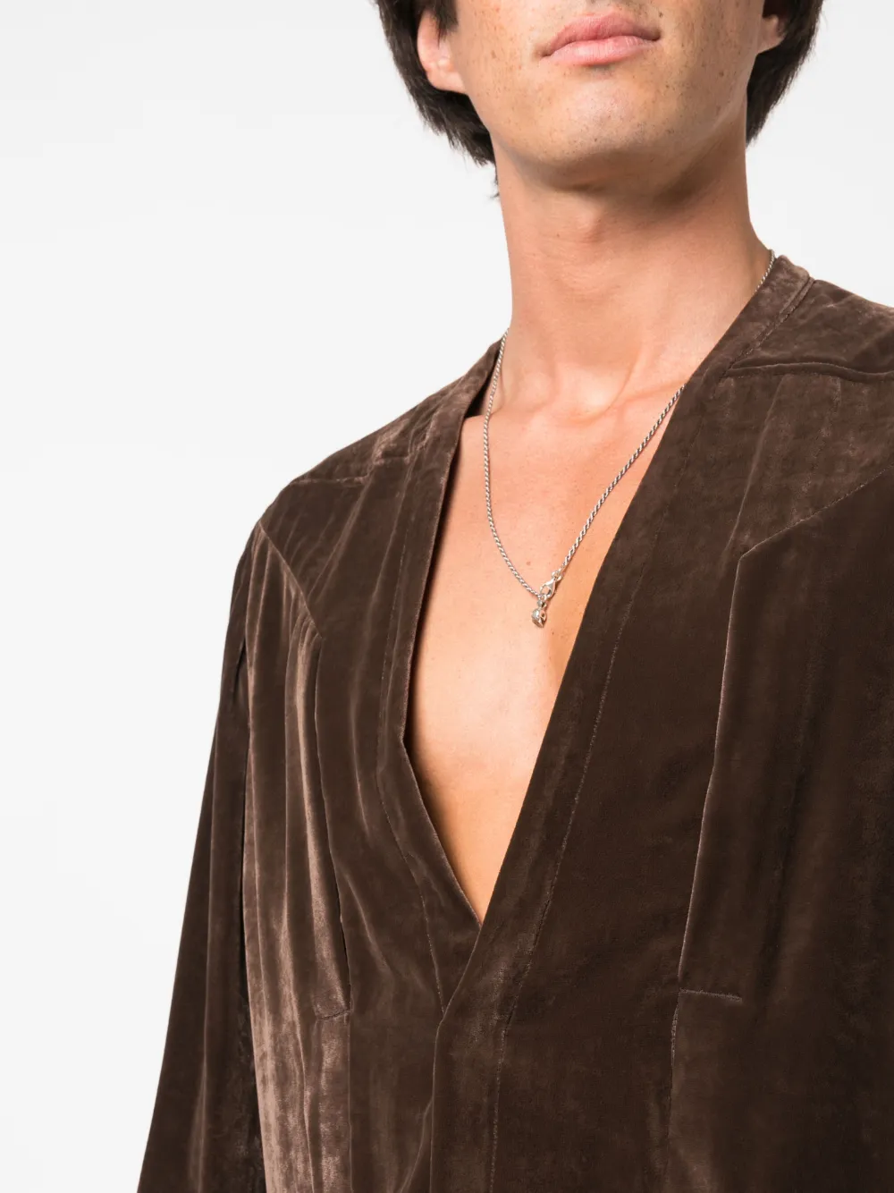 Rick Owens ベルベット シャツ | ブラウン | FARFETCH JP