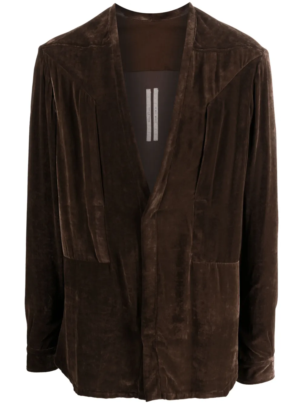 Rick Owens camisa de terciopelo con escote en V | marrón | Image 1