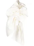 Kimhekim asymmetric gathered pearl-detail blouse - White