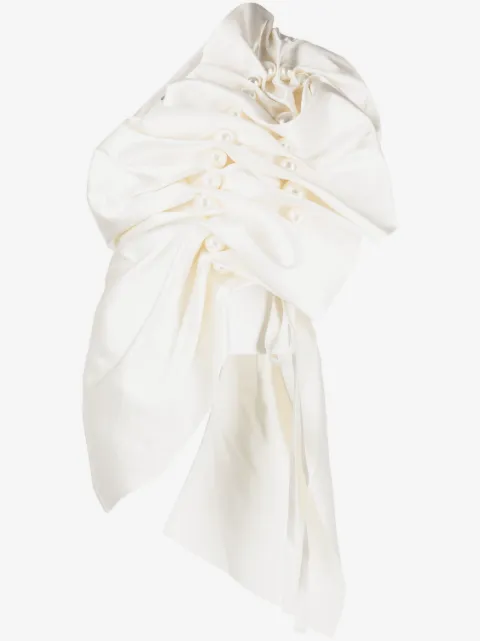 Kimhekim asymmetric gathered pearl-detail blouse
