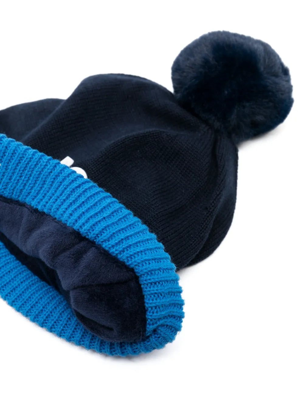 BOSS Kidswear embossed-logo knitted beanie - Blauw
