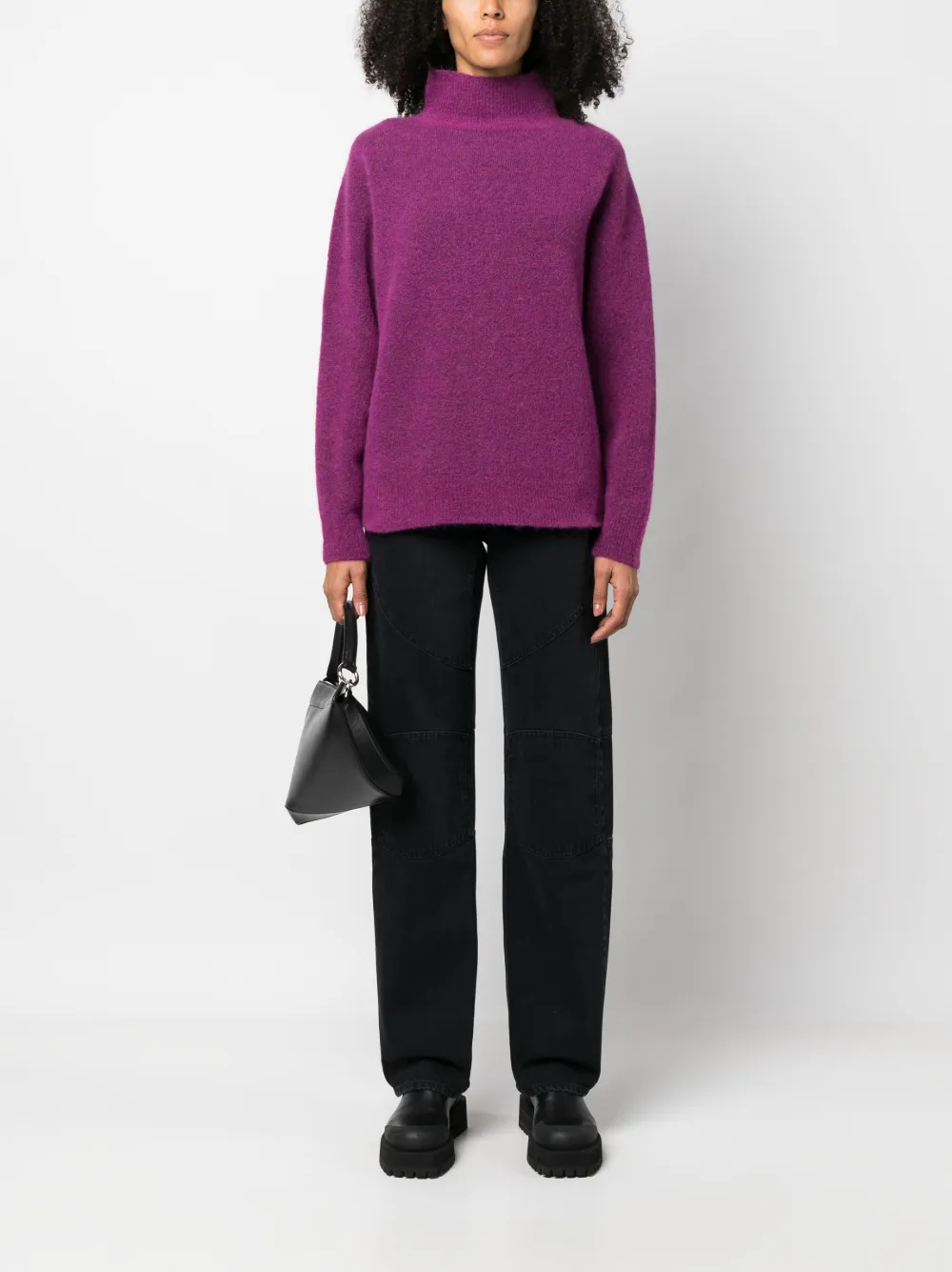 Alysi high-neck brushed-finish jumper - Paars