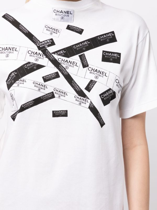 CHANEL Pre-Owned 2016 logo-print Cotton T-shirt - Farfetch