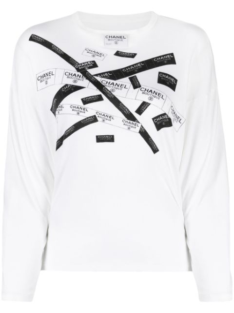 CHANEL 2016 logo-print cotton T-shirt Women