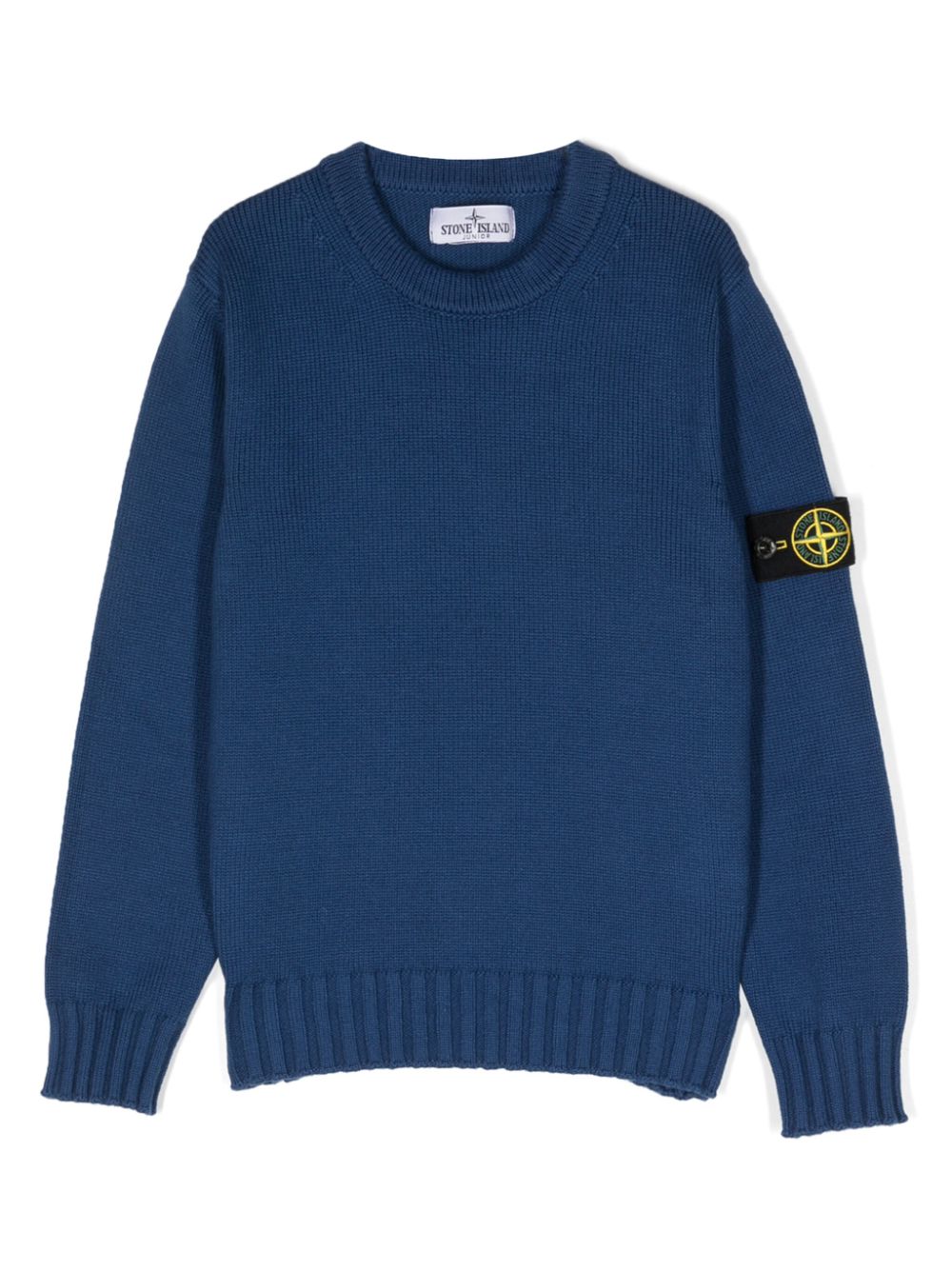 Stone Island Junior Compass-logo cotton-blend jumper - Blue