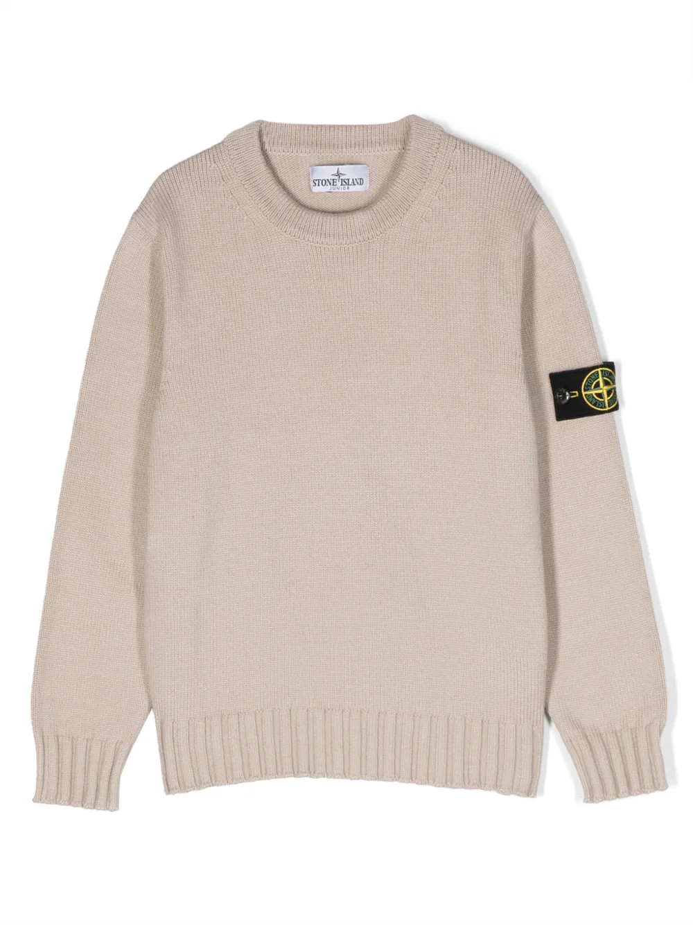 Stone Island Compass-patch Cotton-blend Jumper In Neutrals