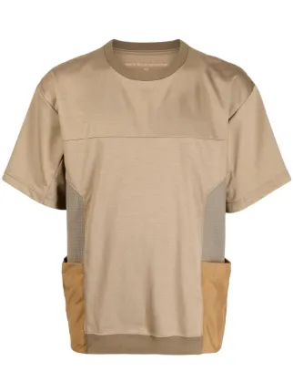 White Mountaineering side-pockets crew-neck T-shirt | Brown 