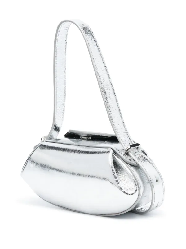 Yuzefi Dinner Roll cracked-leather Shoulder Bag | Silver | FARFETCH