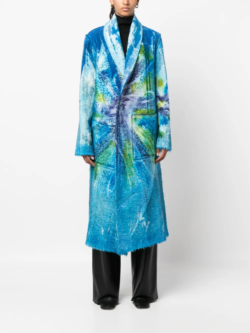 Avant Toi Mantel met enkele rij knopen - Blauw