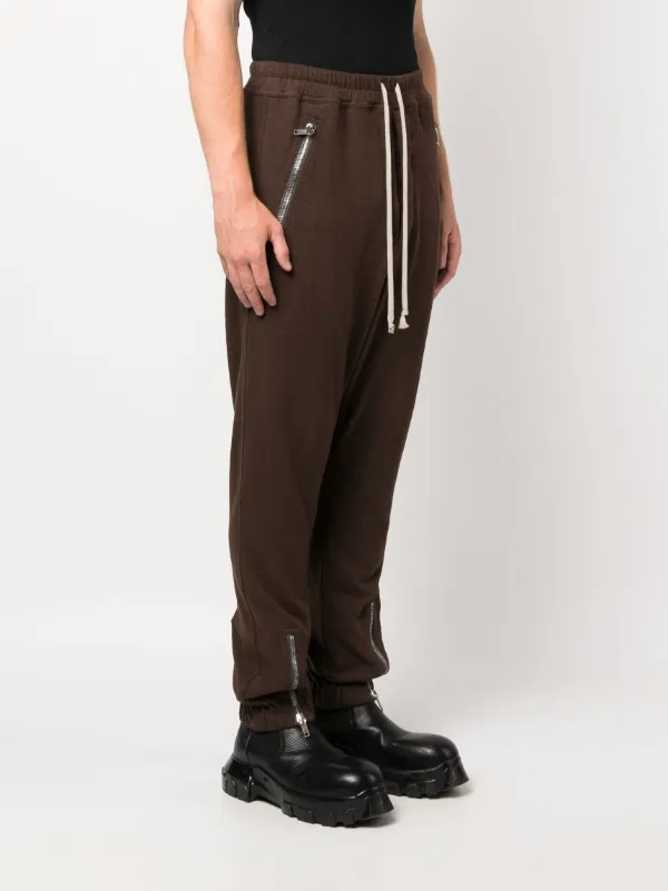 Rick Owens drop-crotch Drawstring Tapered Trousers | Brown