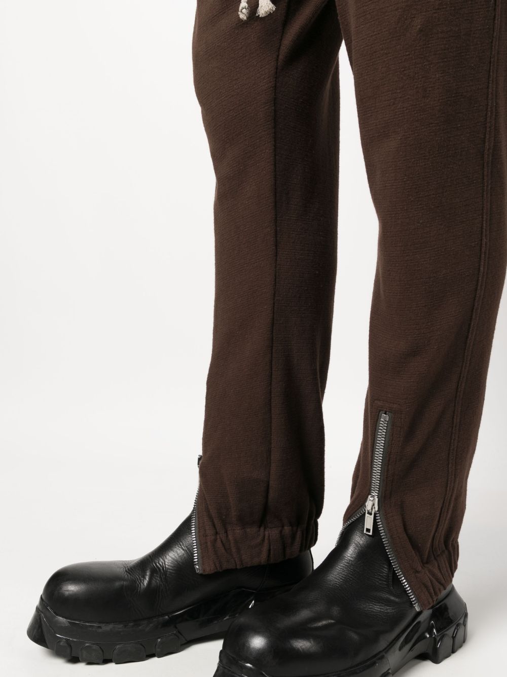 Shop Rick Owens Drop-crotch Drawstring Tapered Trousers In Brown