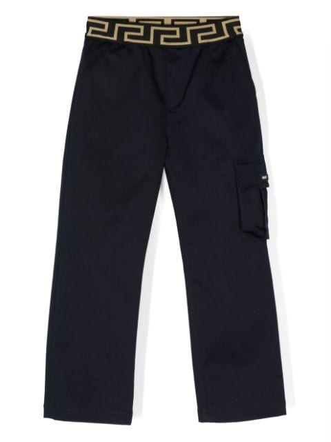 Versace Kids Greca logo-waistband cargo trousers