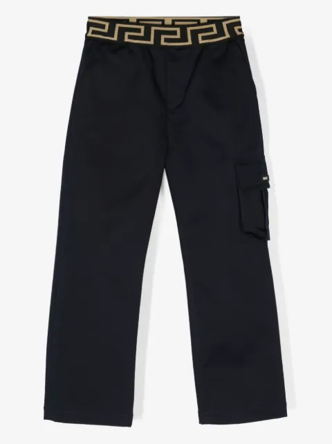 Versace Kids Greca logo-waistband cargo trousers