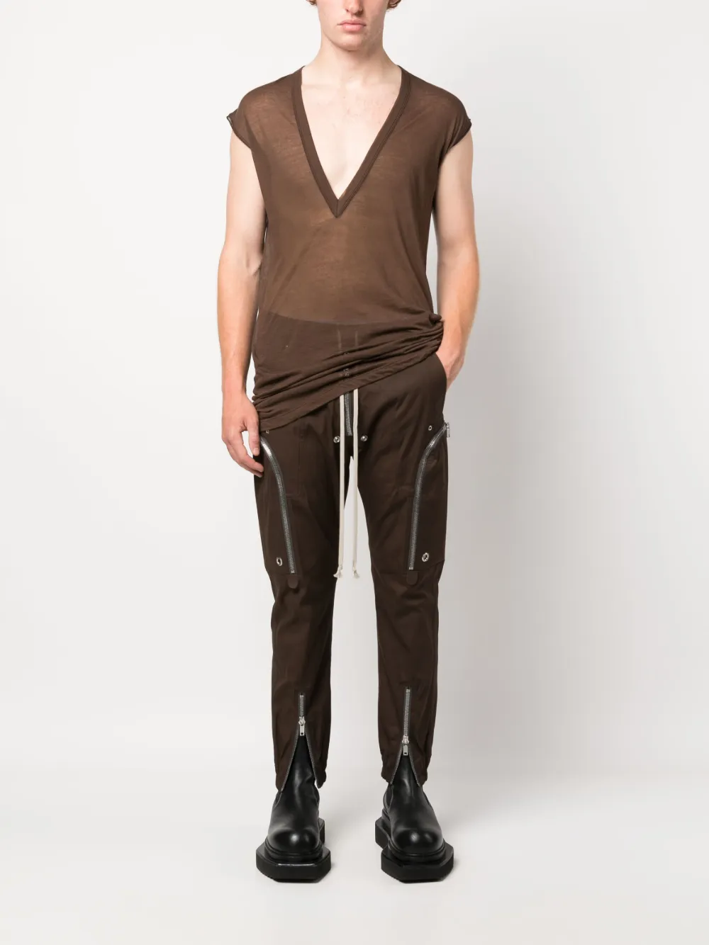 Rick Owens Semi-doorzichtige tanktop - Bruin