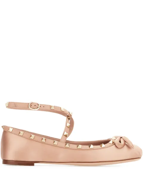 Valentino Garavani Rockstud satin ballerina shoes